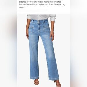 Blue Denim Jeans with Double Button Detail